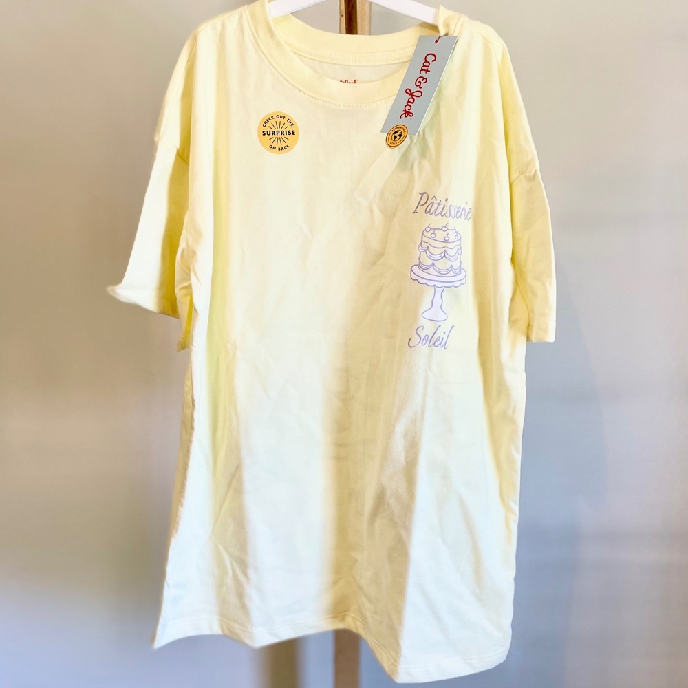 Cat & Jack Kids Yellow Patisserie Soleil French Bakery Graphic T-Shirt L 10/12
